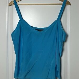 Tess Studio Vintage 90s 100% Silk Blue Camisole Slip Top Dopamine Dressing Style